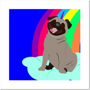 Pugicorn on a cloud Posters and Art